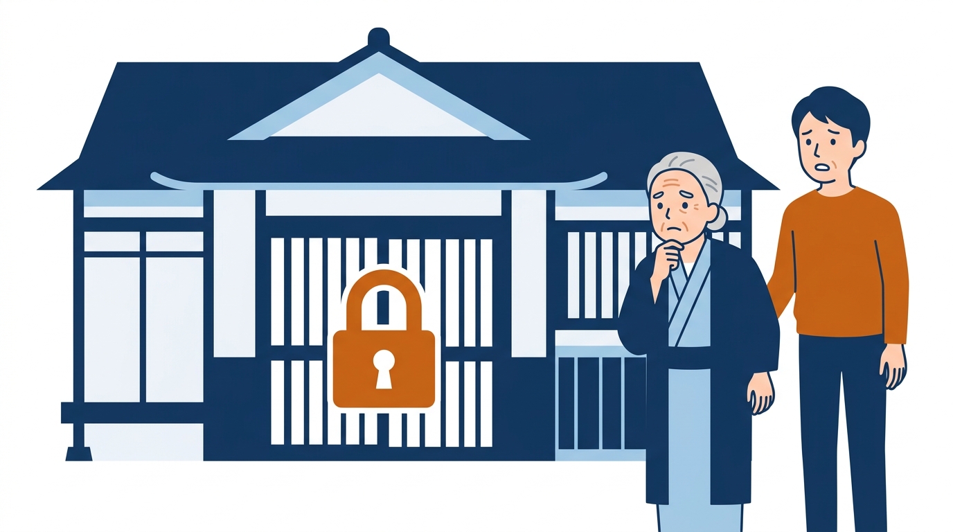 認知症と判断されると本人名義の不動産が動かせなくなるイメージ図