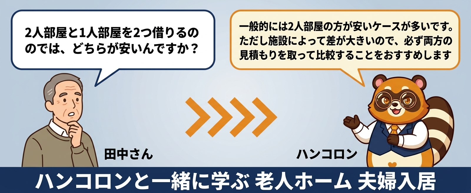 ハンコロンと一緒に学ぶ 老人ホーム 夫婦入居