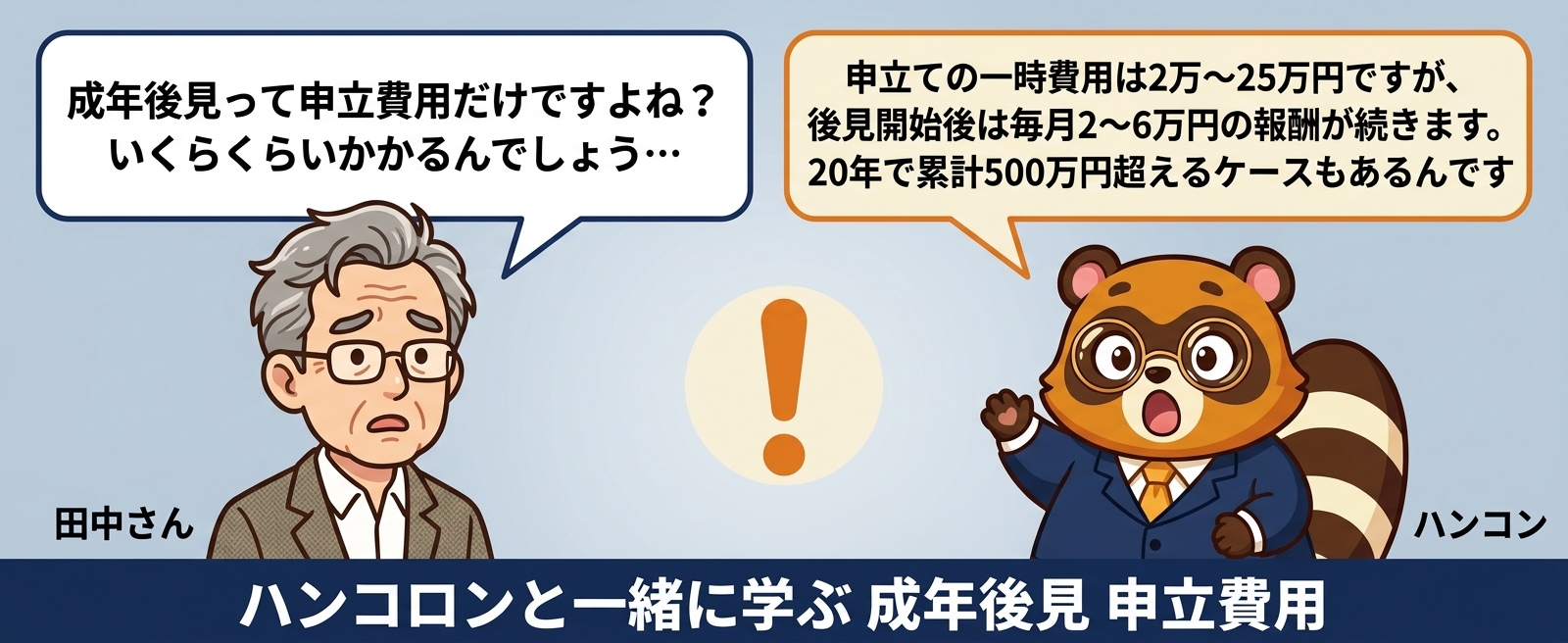 ハンコロンと一緒に学ぶ 成年後見 申立費用
